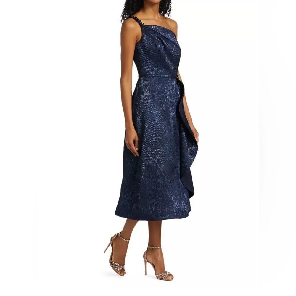 Teri Jon By Rickie Freeman Embellished One-Shoulder Midi-Dress Size 18 — image 2 of 8